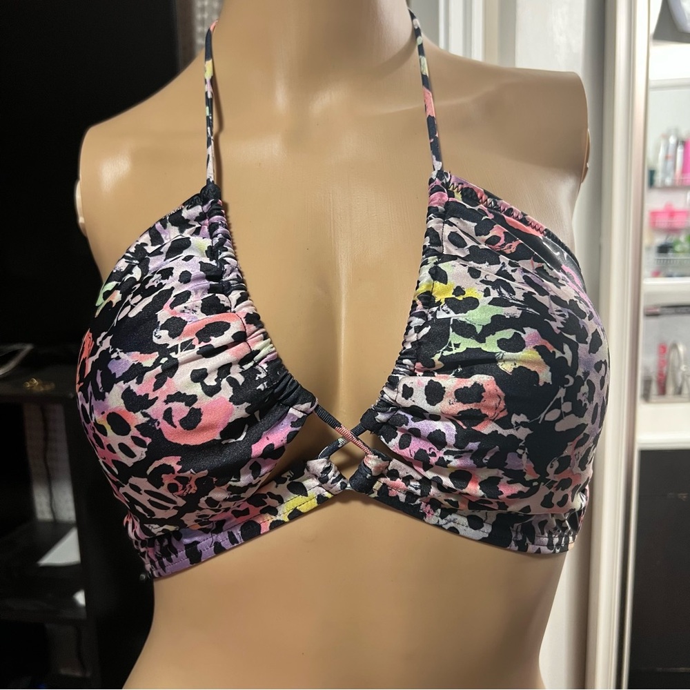 NY&C Multicolor Leopard Print Bikini Top